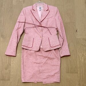 Laundry Pink Blazer and Skirt Set with Red Trim size 4